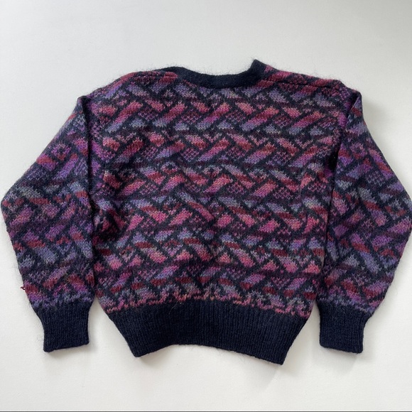 Vintage Cardigan Sweater Mohair Aztec Southwestern Patterned V Neck Button Up M - Picture 4 of 8